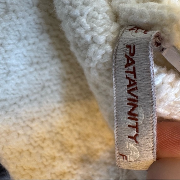 Textured White with Black Stitching Detail, V-Neck Button Up Woman’s Sweater - Picture 7 of 11